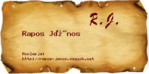 Rapos János névjegykártya